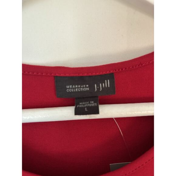 J. Jill Dress Large Womens Red Knee Long Sleeve Stretch Fall Winter Christmas - Picture 3 of 11
